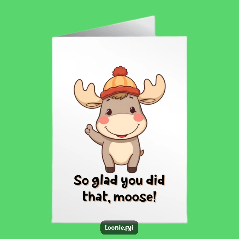 Free Printable Moose Thank You Card: Humorous Toque Animal Downloadable Gift