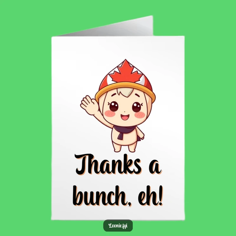 Free Printable Thank You Card: Maple Leaf Hat Character, Humorous Downloadable Note for Gratitude