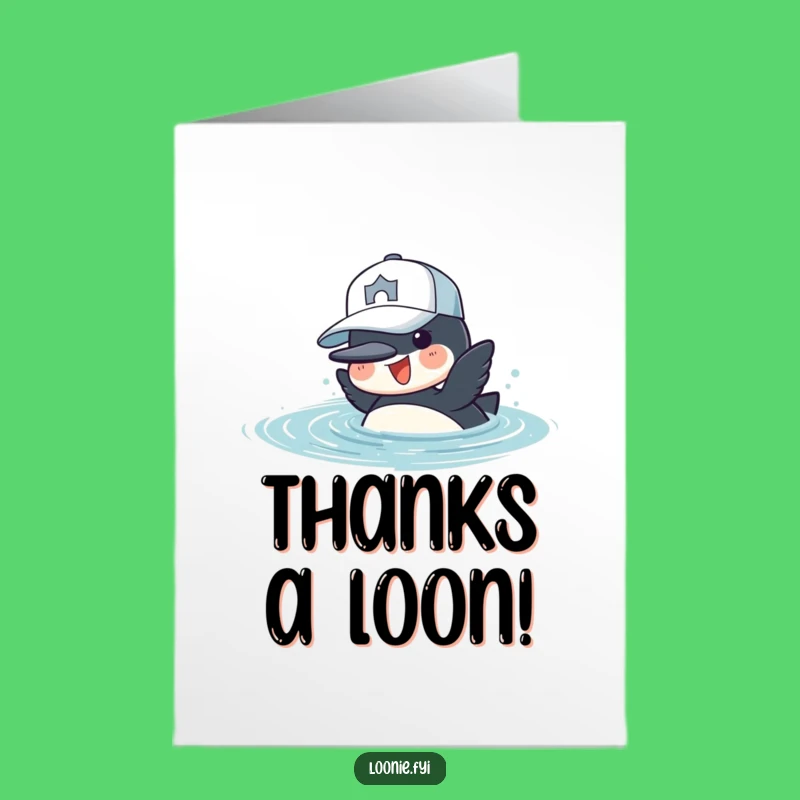 Free Printable Thank You Card: Loon Baseball Cap Diving Downloadable