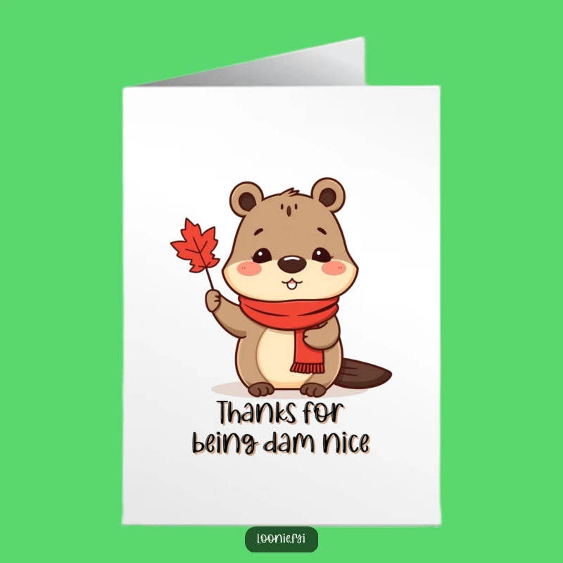 Free Printable Thank You Card: Beaver Maple Leaf, Funny Downloadable Gift