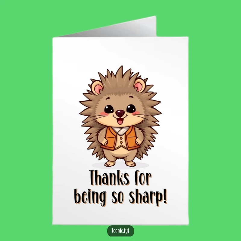 Free Printable Thank You Card: Dapper Porcupine Vest, Funny Downloadable Appreciation Note