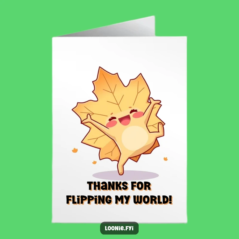 Free Printable Thank You Card: Happy Leaf Somersault, Humorous Downloadable Greeting