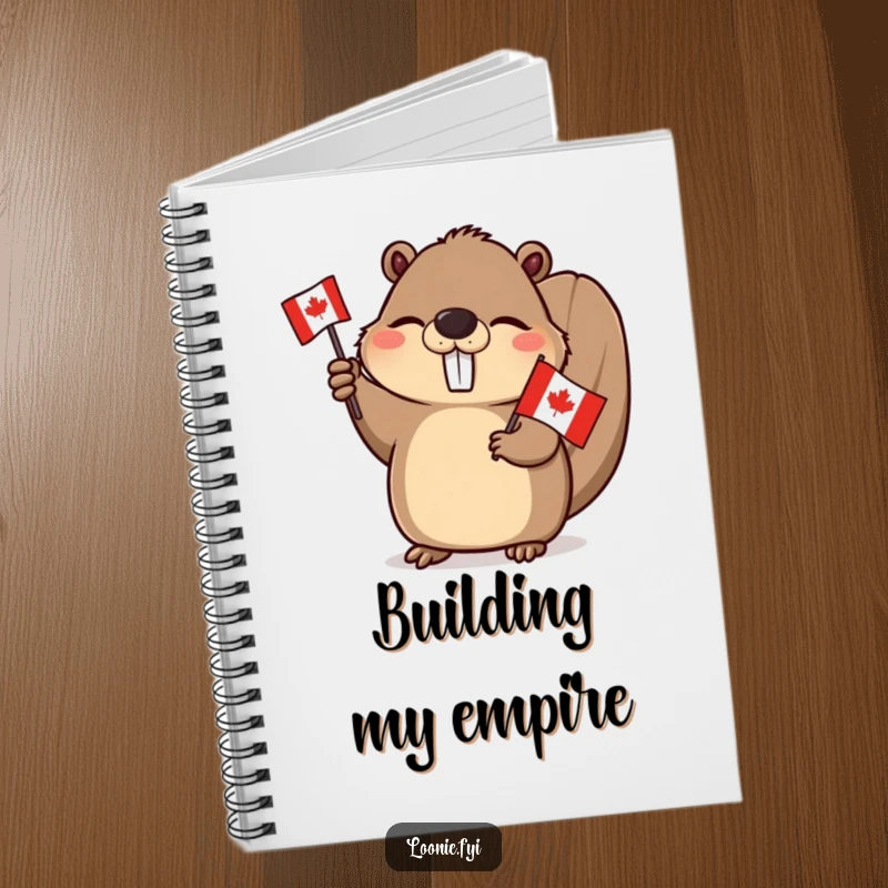 Funny Beaver Notebook: A winking beaver waving a Canadian flag, ready to record notes with a cheerful and patriotic flair.