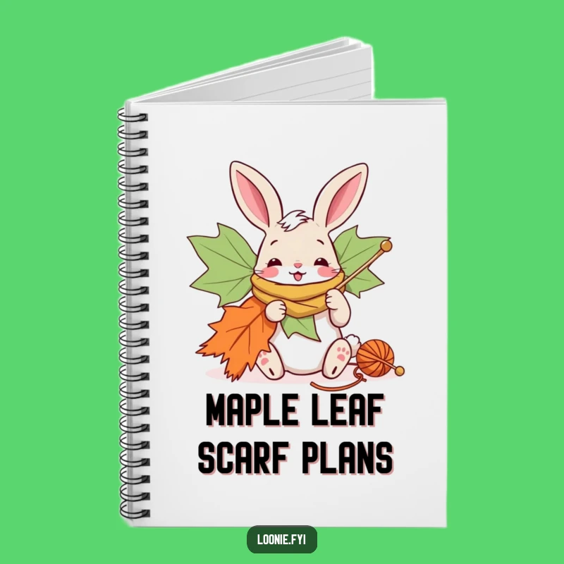 Funny Bunny Knitting Maple Leaf Notebook - Jot Down Crafty Ideas!