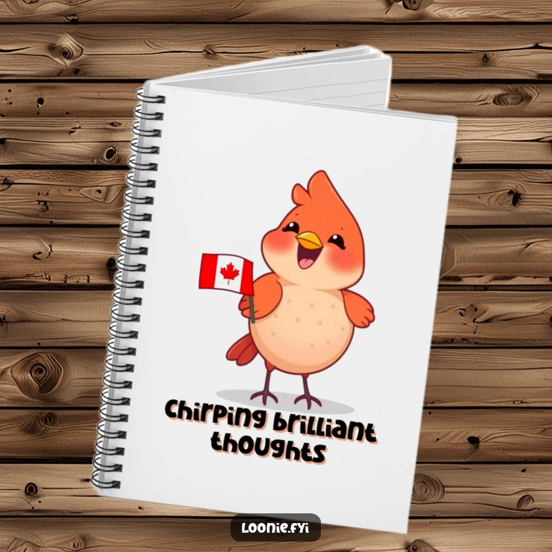 Funny Cardinal Notebook: Delighted cardinal wearing a tiny Canadian flag, chirping happily, for writing notes.