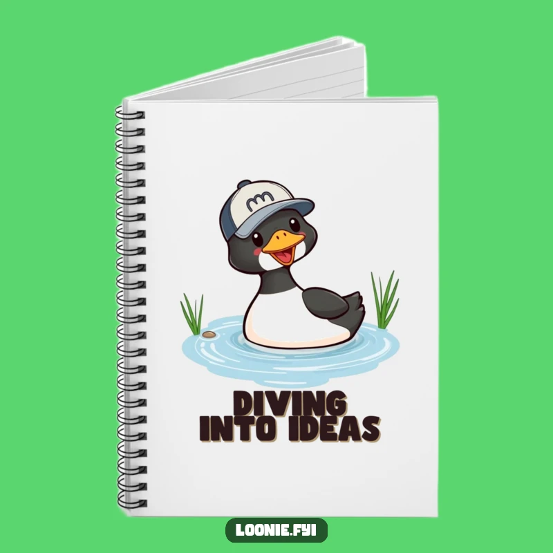 Funny Loon Diving Baseball Cap Notebook - Jot Down Fun Ideas