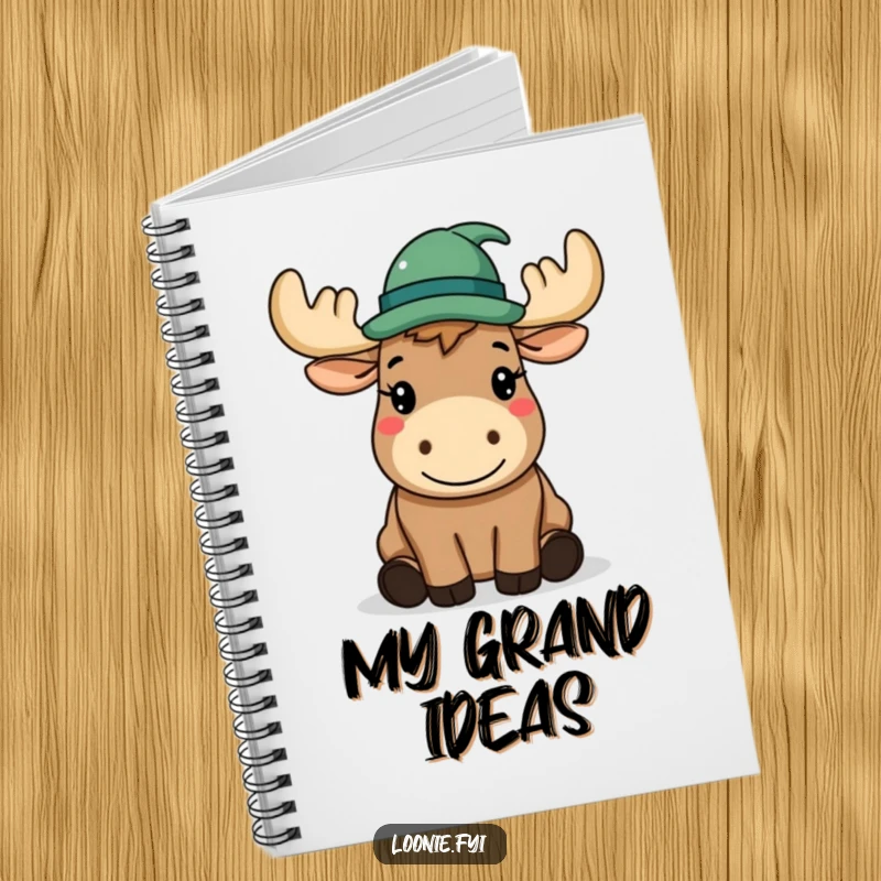 Funny Notebook: A happy moose wearing a hat politely tips it, ready for your notes.