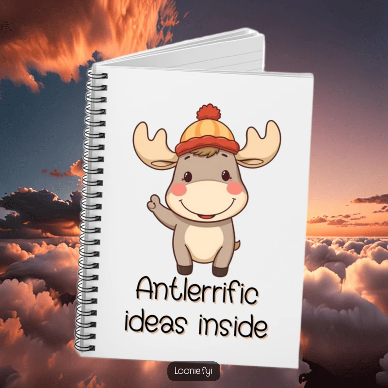 Funny Moose Notebook: Cheerful moose wearing a toque, smiling and waving, for writing and planning.