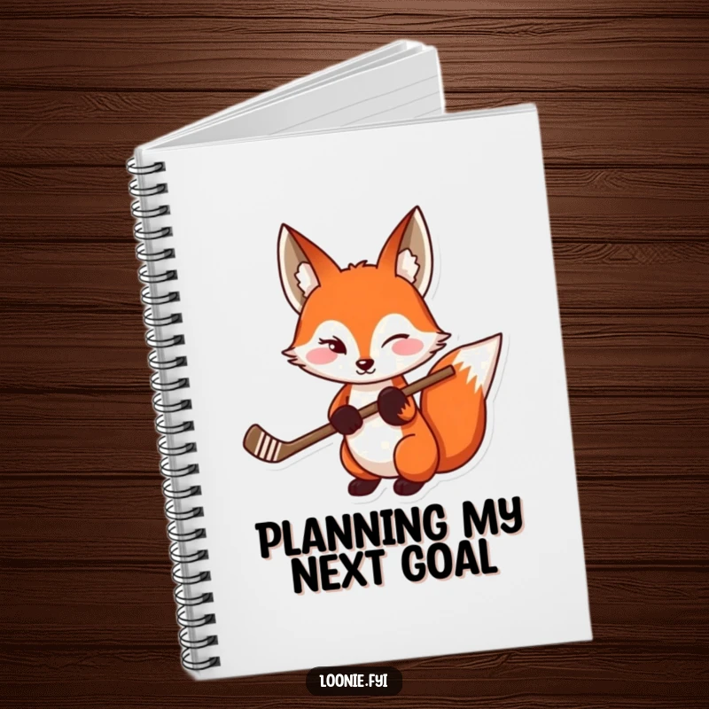 Funny Red Fox Hockey Notebook: A lined notebook with a cover featuring a winking red fox holding a hockey stick, perfect for a funny gift.