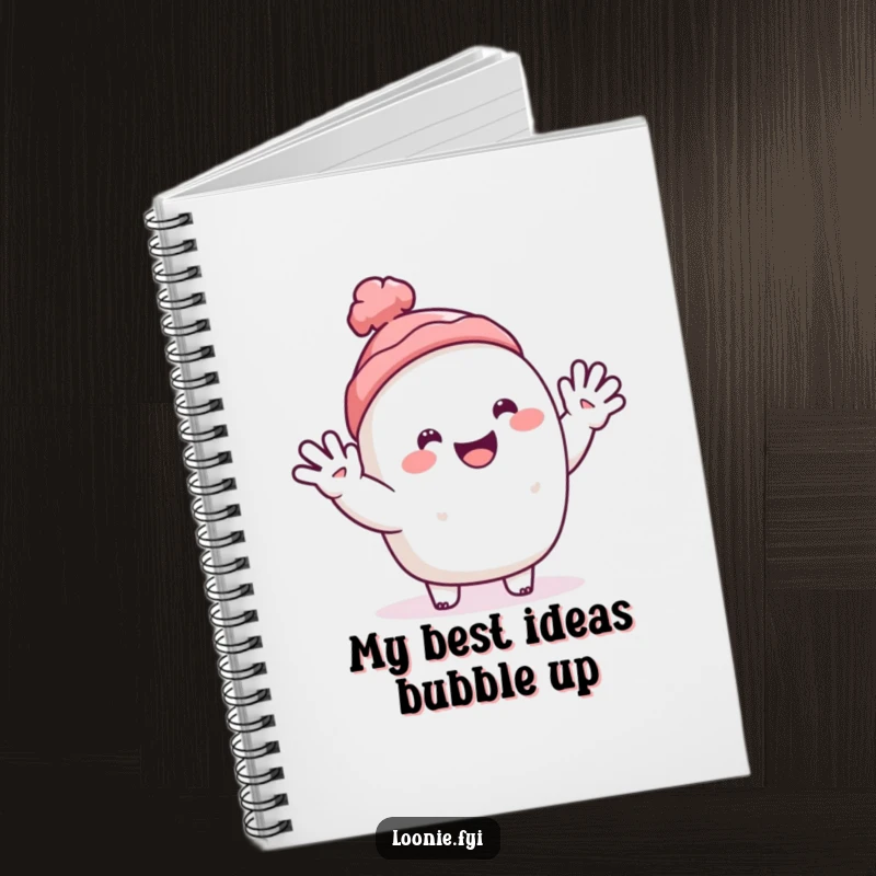Funny notebook with a happy toque character waving hello, inspiring cheerful note-taking.