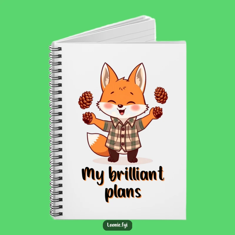 Funny Fox Juggling Pinecones Plaid Notebook - Jot Down Laughs Gift