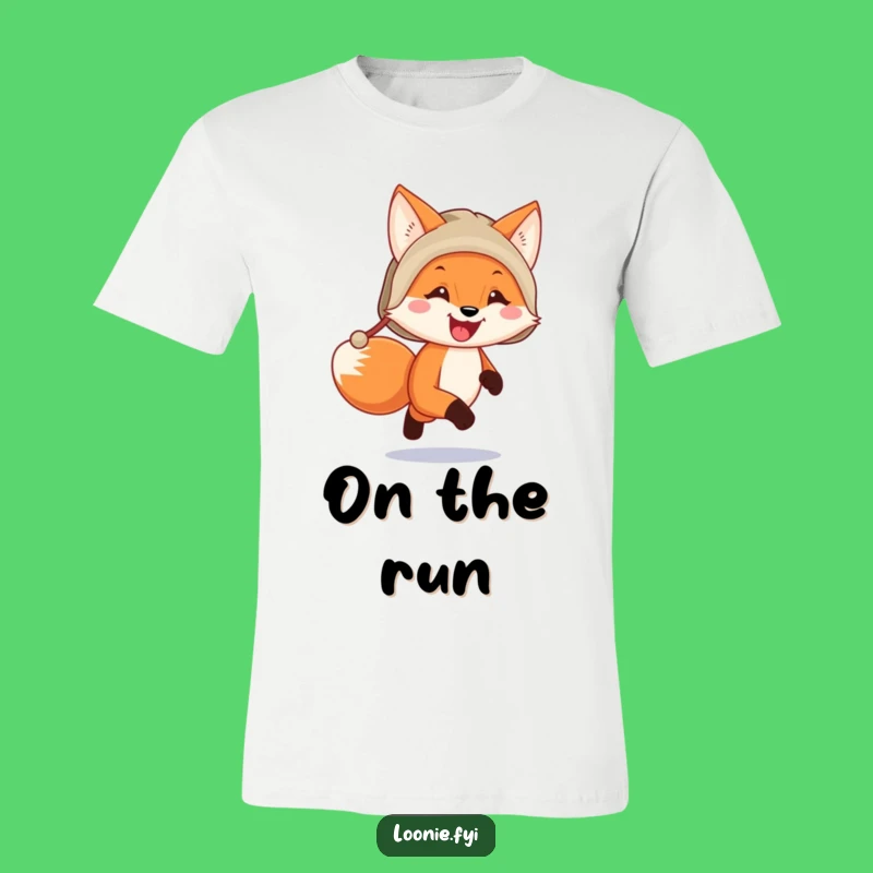 Funny Fox in Trapper Hat Running T-Shirt - Hilarious Animal Graphic Tee Gift