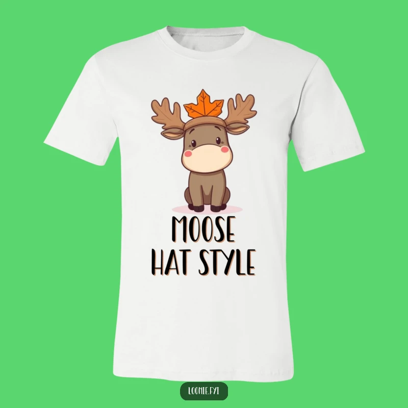 Funny Moose Hat T-Shirt: Silly Maple Leaf Moose Tee - Awesome Funny Gift!
