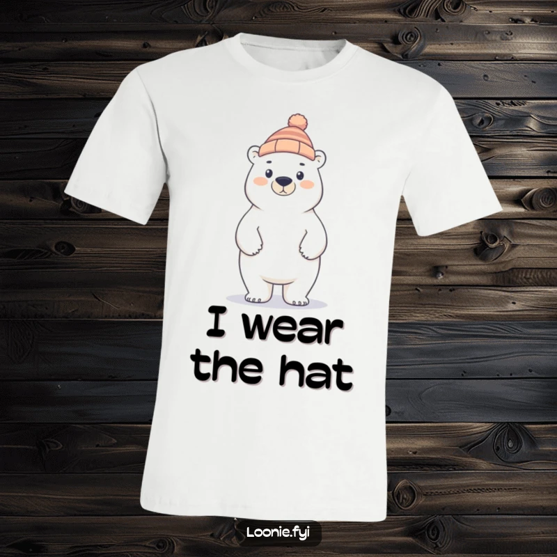 Funny proud polar bear wearing a winter toque, ready to conquer the cold with a humorous and stoic expression.