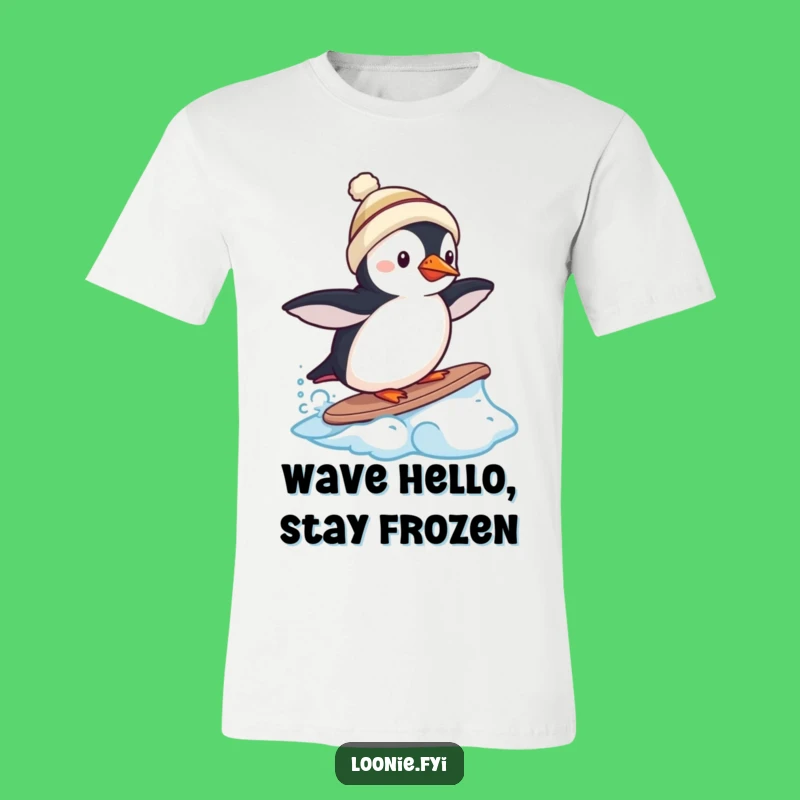 Funny Puffin Frozen Wave Surf T-Shirt - Arctic Cool Fashion!