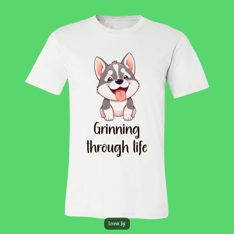 Funny Husky Grin T-Shirt - Happy Dog Lover's Hilarious Tee