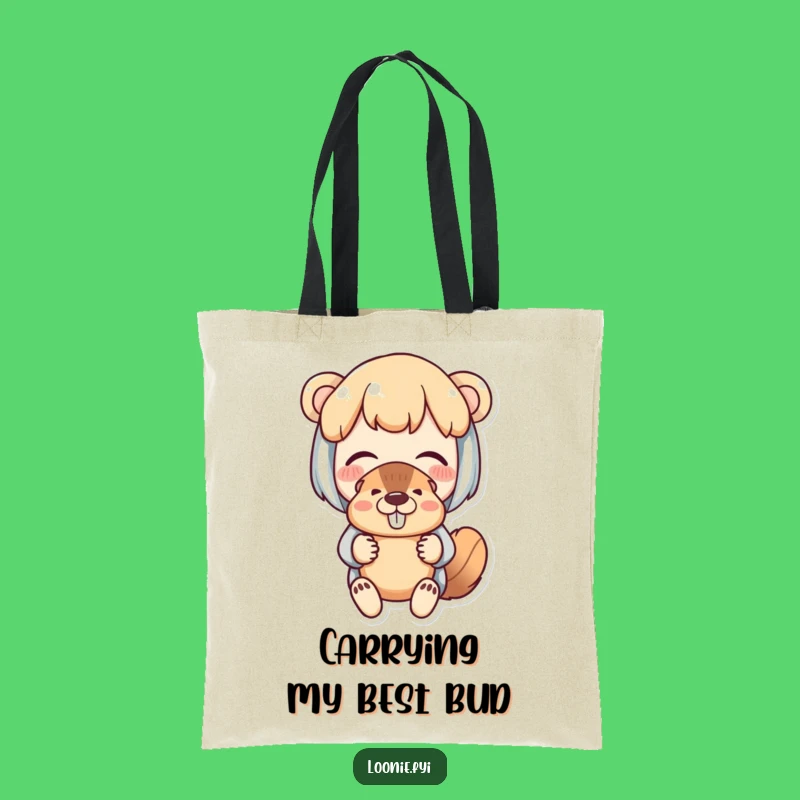 Funny Beaver Puppet Tote Bag: Delighted Character's Amusement Carryall