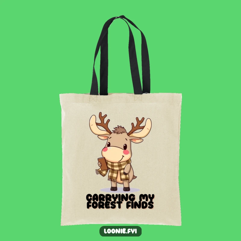 Funny Moose Browsing Tote Bag - Delighted Antlers, Woodland Carry-All, Funny Gift