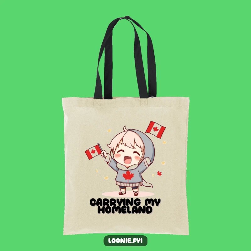 Funny Canadian Cheer Tote Bag: Excited Character's Patriotic Design - Carry Your Pride!