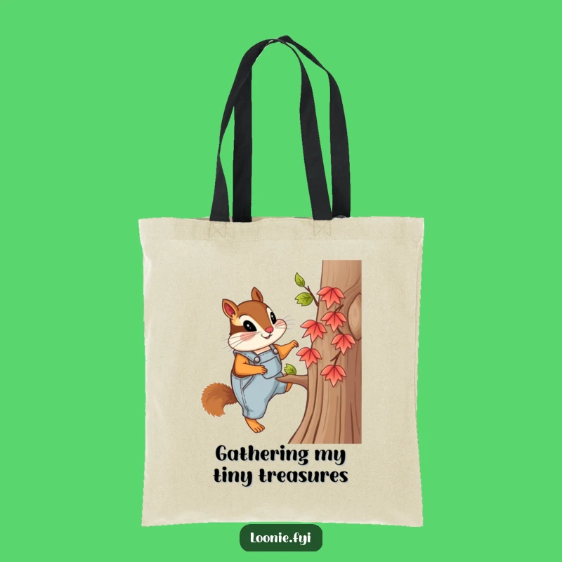 Funny Chipmunk Overalls Tote Bag: Carry Your Finds with Curiosity