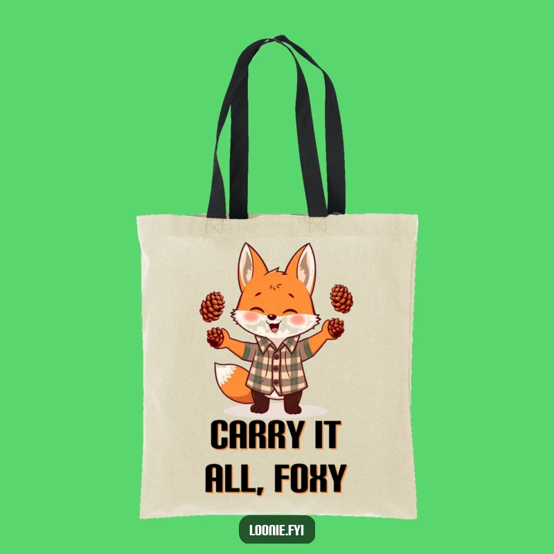 Funny Fox Juggling Pinecones Plaid Shirt Tote Bag - Practical Funny Gift