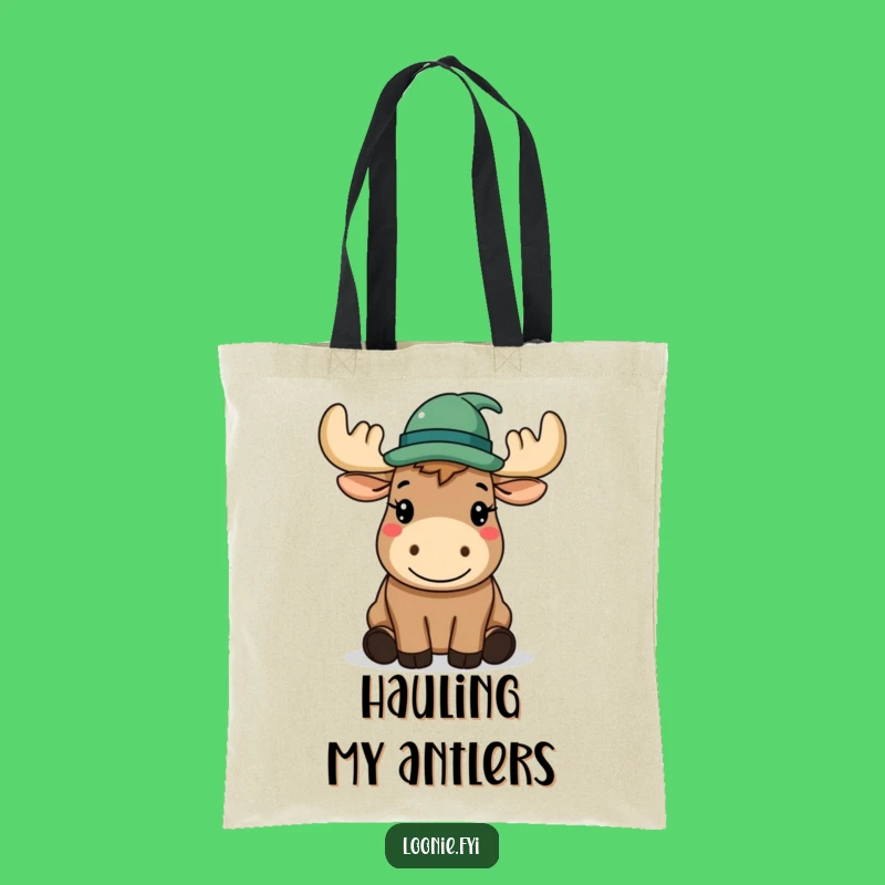Funny Moose Hat Tote Bag: Carry your essentials with polite flair