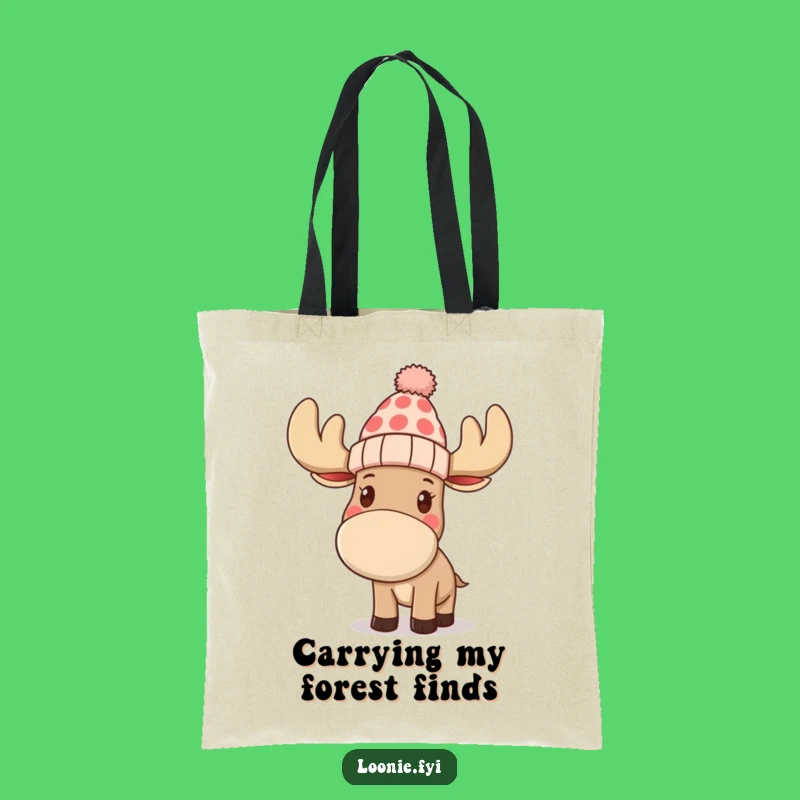 Funny Moose Toque Tote Bag: Waving Character, Practical Funny Gift