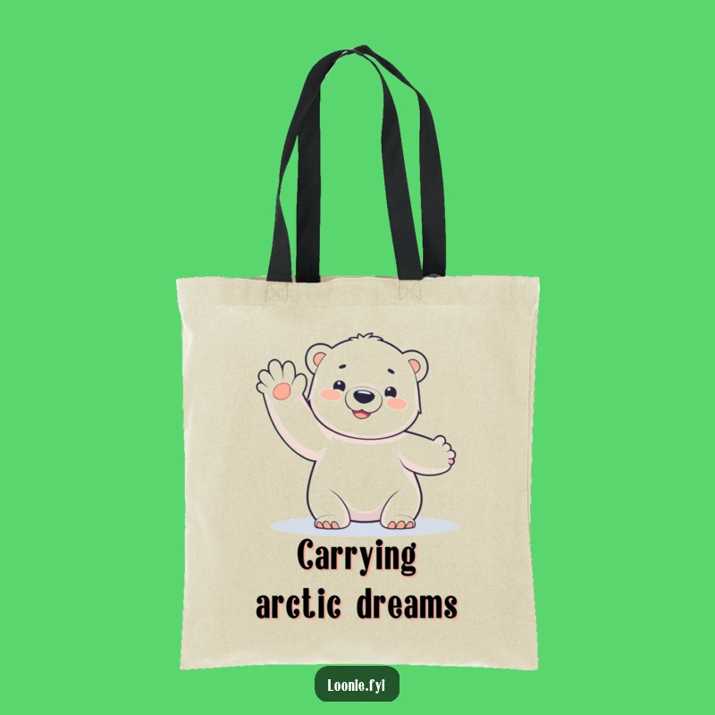 Funny Polar Bear Cub Tote Bag: Frosty Wave - A Hilarious Gift!