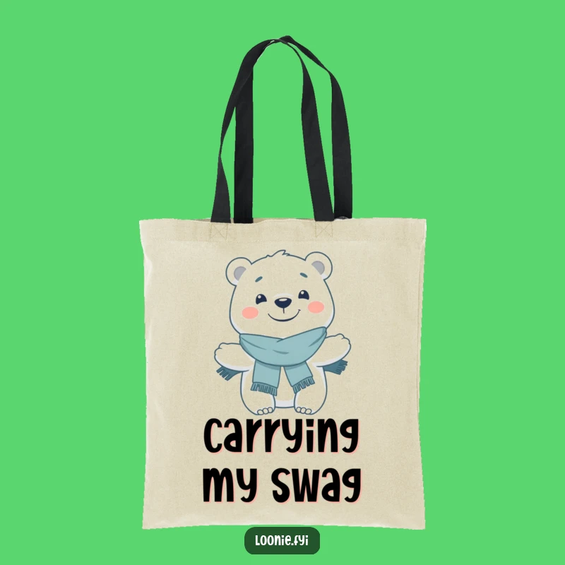 Funny Polar Bear Grinning Scarf Tote Bag: Carry Your Cheer