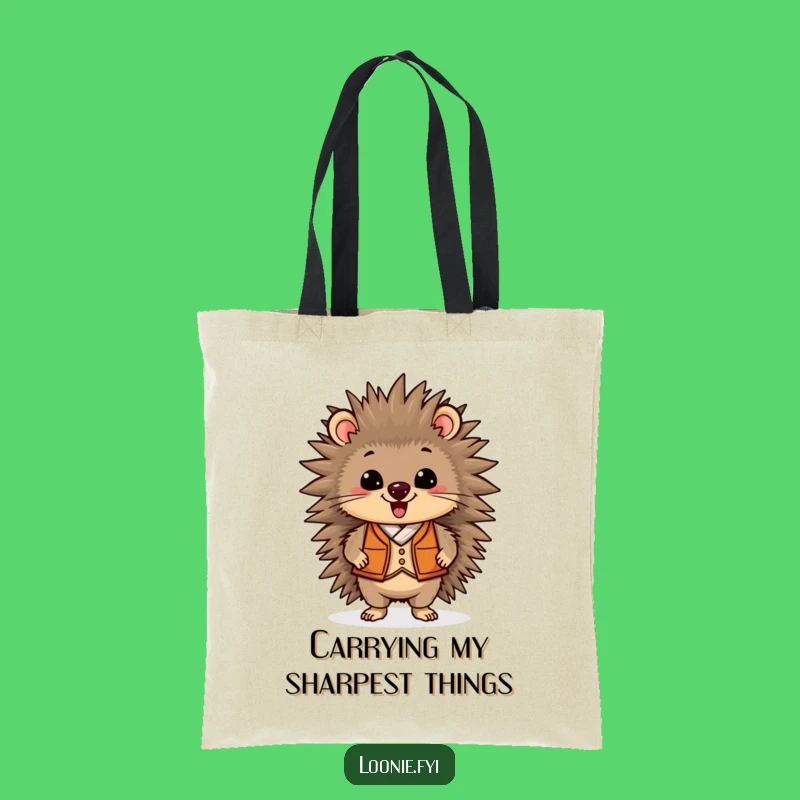 Funny Porcupine Vest Tote Bag: Carry Your Goods with Proud Humor