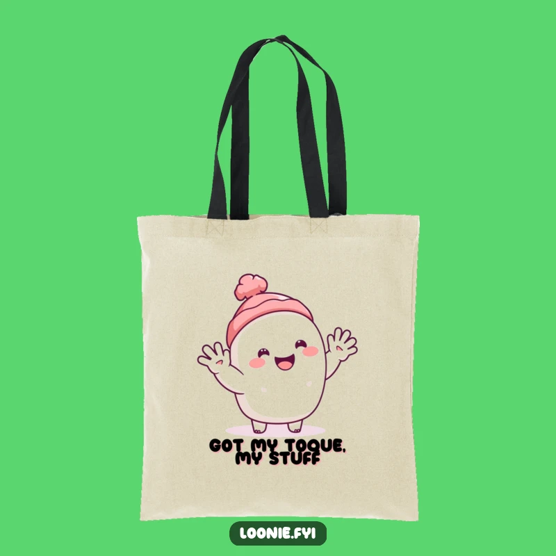 Funny Toque Tote Bag: Happy Character's Cheerful Waving Essential
